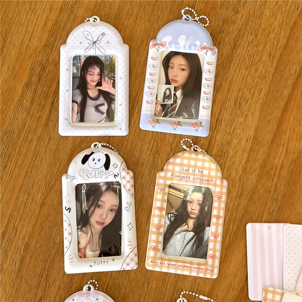 Grid Puppy Dog Angel 3-Inch Polaroid Set Love Bean Small Meal Campus Card Storage Pendant