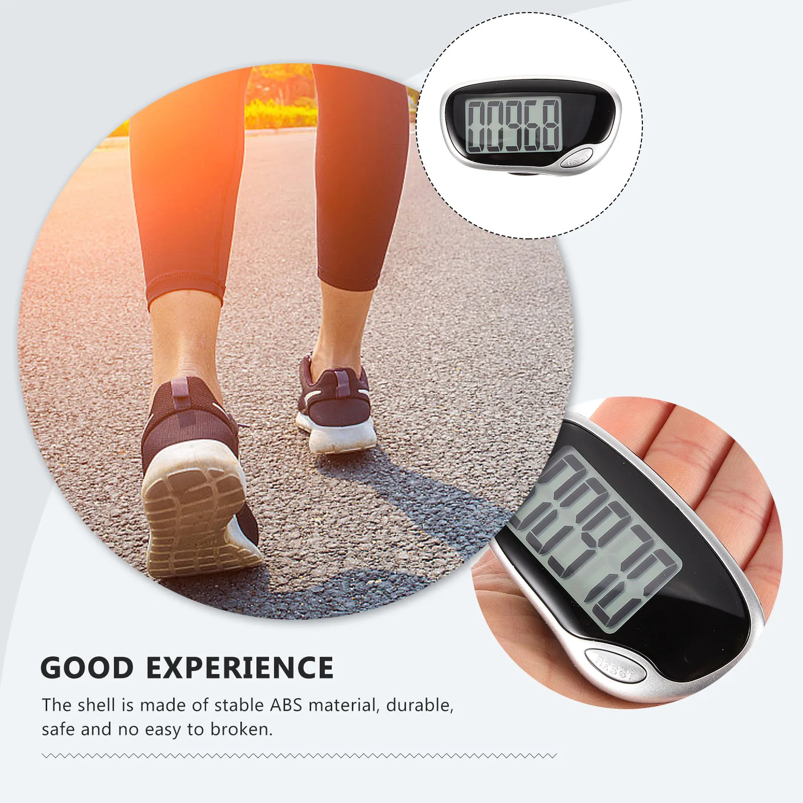 

Large Screen Pedometer Black ABS Material Walking Running Step Counter Seniors Fitness Monitor Portable Easy Carry Clip Belt
