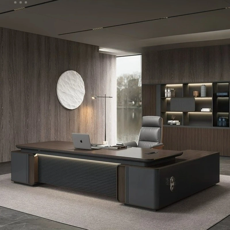 L Shape Luxury Office Desk Decoration Aesthetic Wooden Commercial Office Table Specialty Wooden Mesa Escritorio Furniture