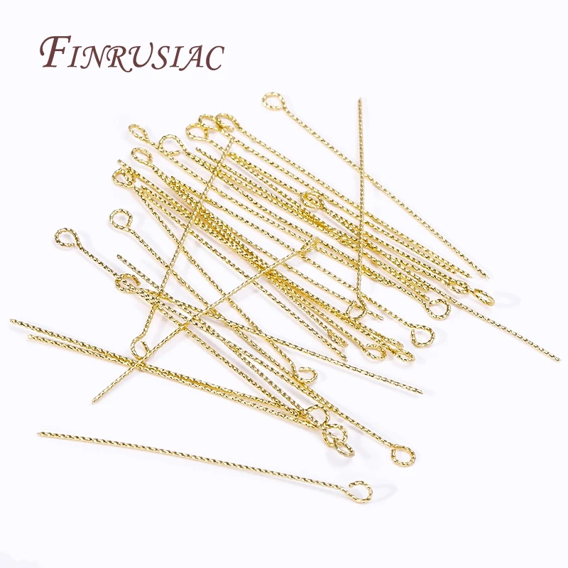 50Pcs/Lot 18K Gold Plated Pins For Jewelry,Brass Eye Pins For Earring Making DIY Beading Accessories