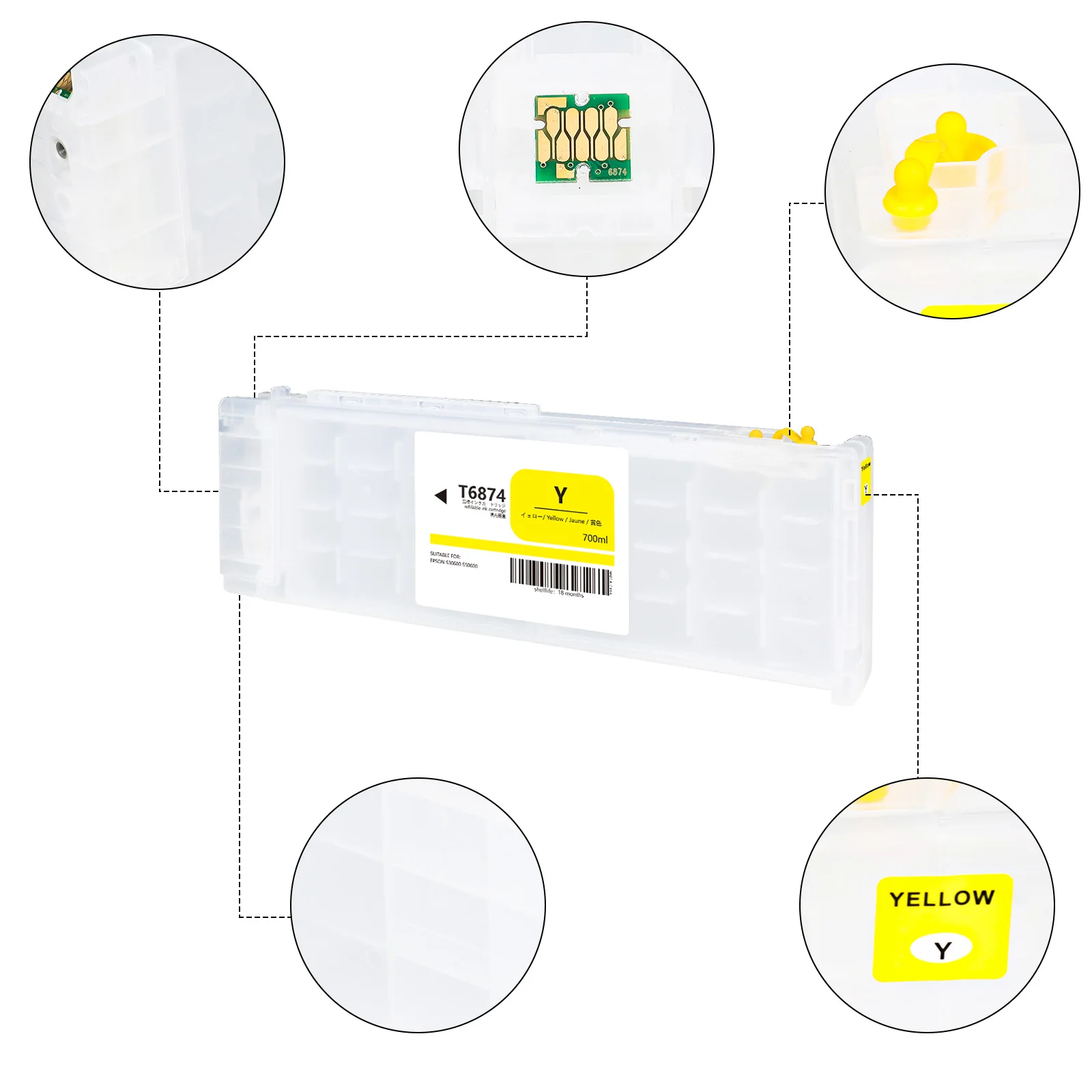 Winnerjet T6871 T6872 T6873 T6874 Filler Ink Cartridge With One Time Use Chip For Epson S30600 S50600 S70600 Printer