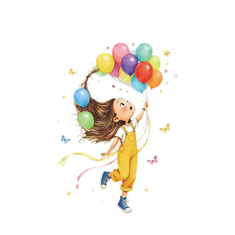 Cartoon Kleines Mädchen Ballon Schmetterling Wandaufkleber Kinderzimmer Hintergrund Deko Wandbild Schlafzimmer Tür Dekoration Selbstklebende Aufkleber – Detail 7