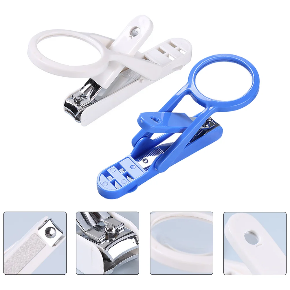 

2 Pcs Hamster Magnifying Glass Nail Scissors Pet Cutters Hedgehog Paw Portable Clippers Blue Elder