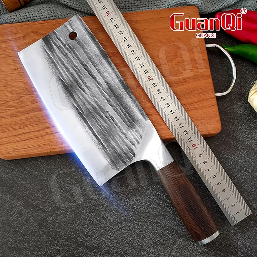 

Stainless Steel Butcher Knife Forged Hammer Pattern Bone Chopping Knife Meat Vegetables Slicing Cleaver Kitchen Chef Knife