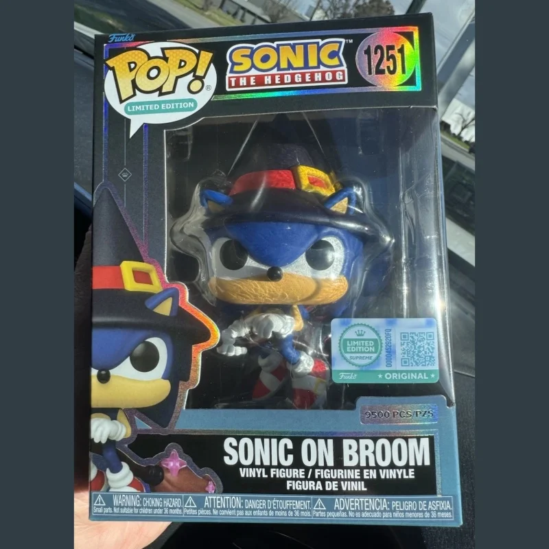 Official Sonic The Hedgehog Sonic On Broom #1251 Funko Pop ! Genuine Anime Figure Doll Limited Edition Model Collect Toys Gift