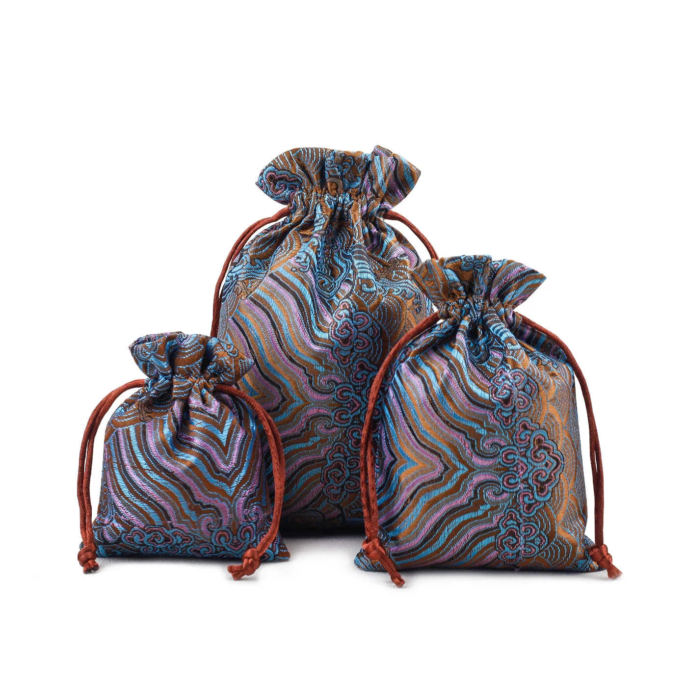 موجة نمط حزمة جيب الديباج الرباط حقيبة اليدوية الديباج حقيبة مجوهرات حقيبة للمجوهرات الفواكه المجففة أدوات مكتبية #6