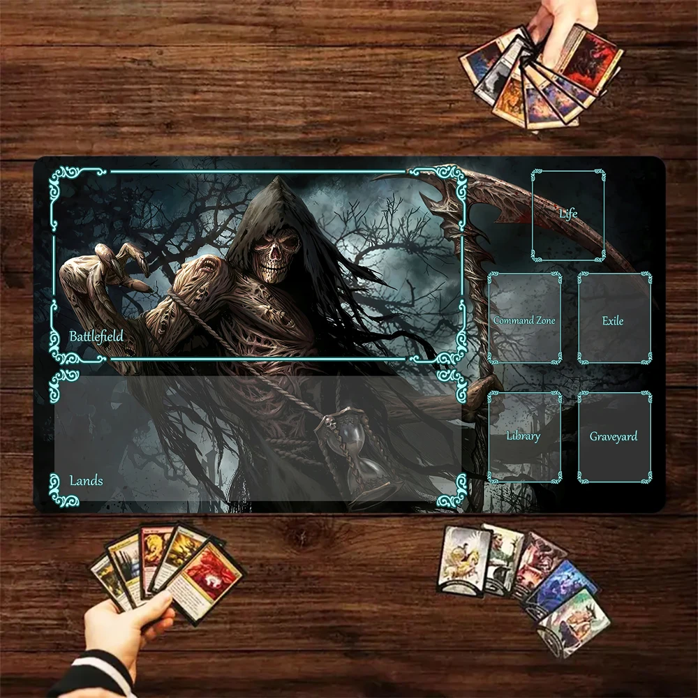Magic Card Playmat with zone Terrifying Skeleton Man Death God MTG