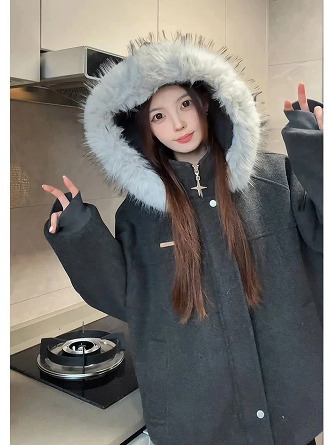 

Мужская зимняя утепленная куртка American Style с флисовой подкладкой и шерстяным воротником, молодежная повседневная теплая верхняя одежда