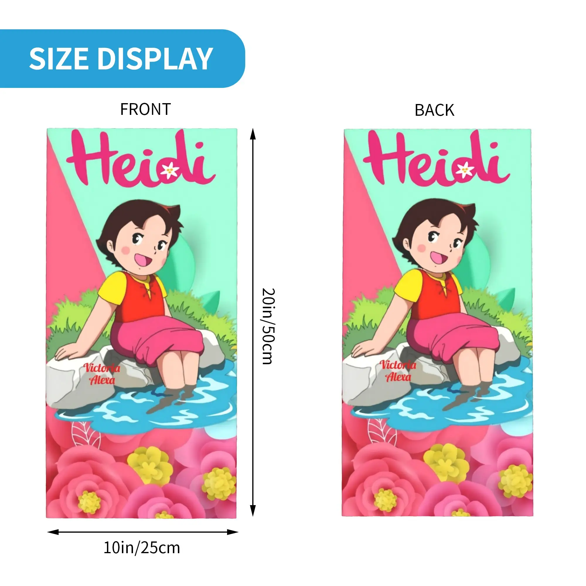 مخصص أنيمي هايدي فتاة جبال الألب الهزلي الكرتون باندانا الرقبة الجراب للتزلج الصيد الرجال النساء التفاف وشاح بالاكلافا أكثر دفئا #2