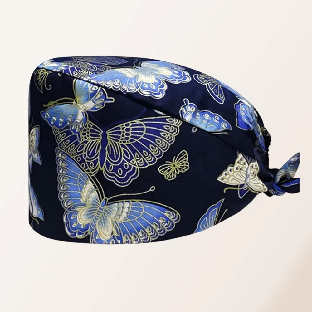 

Женские хлопковые шапочки-скрабы, впитывающие влагу, эластичные шапочки для ухода за домашними животными, рабочие шапки для кормления, лабораторная шапка-скраб с цветочным принтом, оптовая продажа