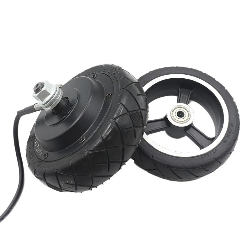 5.5 inch front rear motors+wheels brushless and toothless wheel hub motor, solid tire 24V electric scooter brushless motor