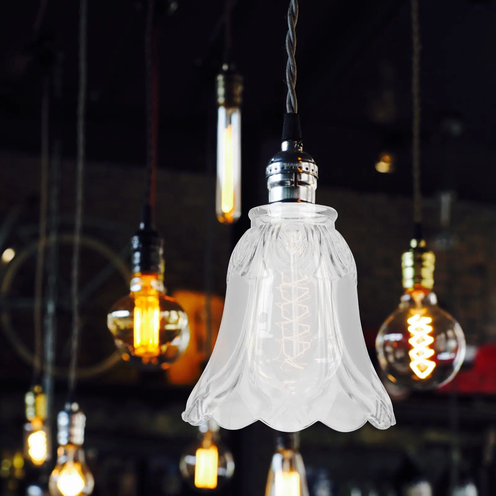 

Glass Frosted Lamp Shade Replacement Cover Decorative Pendant Ceiling Light Shade for Home Living Room Bar Light Bulb Cage