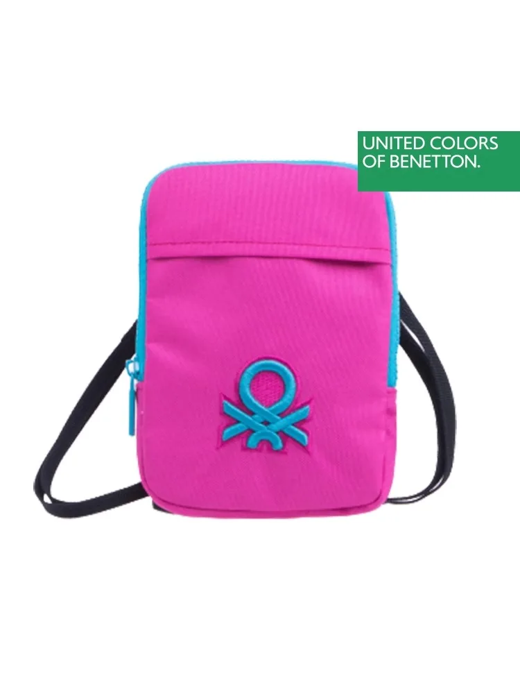 Benetton Canvas Phone Bag Unisex Crossbody  Bag with Earphone Hole Sweet College Style Soft Handle Winter Casual Purse