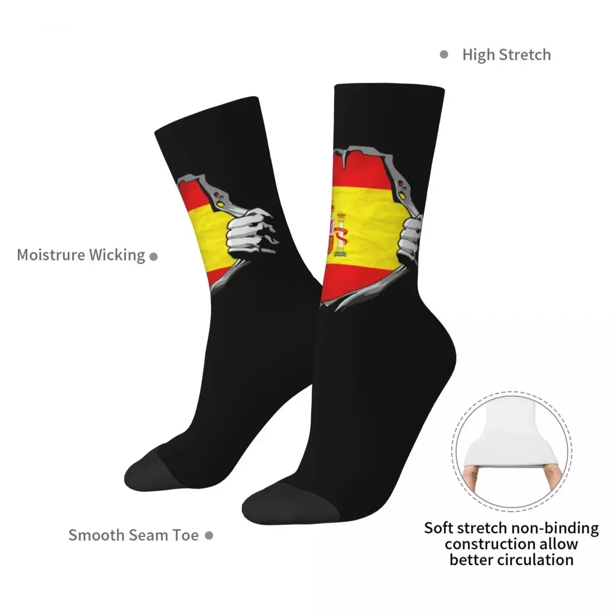 National Flag. Spain. Socks Harajuku Sweat Absorbing Stockings All Season Long Socks Accessories for Man Woman Birthday Present