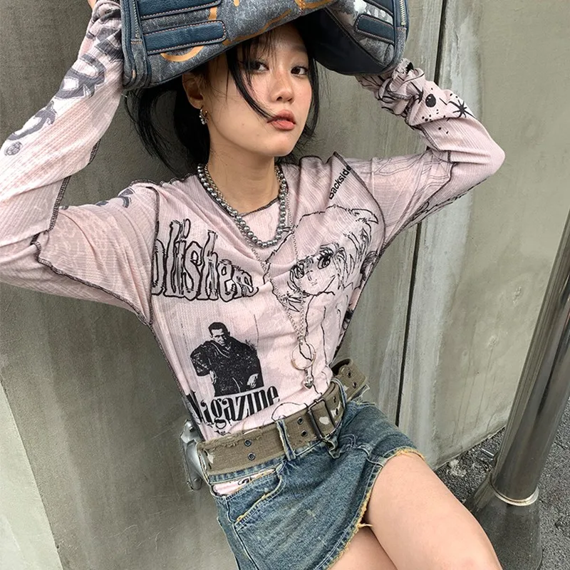 Karrram Y2k Aesthetics T-shirt Grunge Fairycore Harajuku Tshirt Japanese Cartoon Print Tee Shirts Korean Fashion Tops E-girl 00s