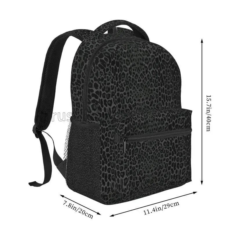 Black Leopard Print Travel Backpacks School Bag Lightweight Student Bookbag Unisex Laptop Daypack for Travel Hiking Camping