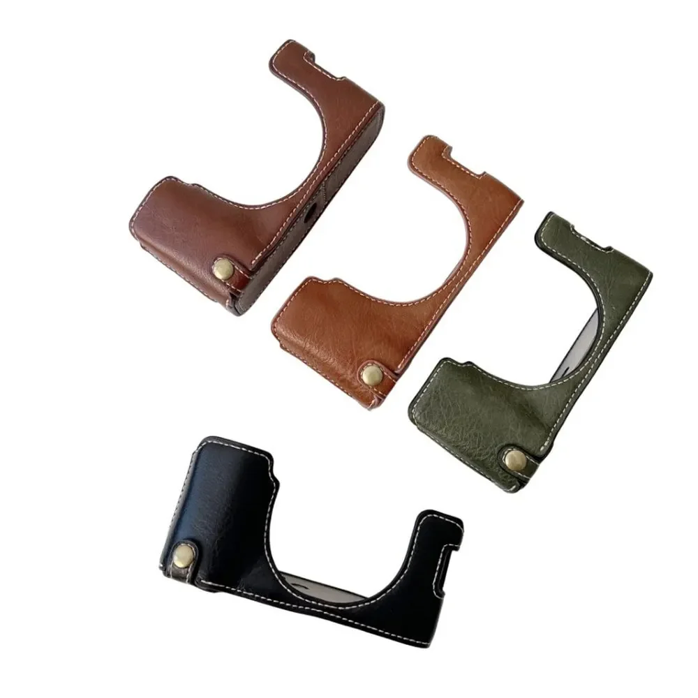 نصف حافظة للكاميرا لهاتف Fujifilm X100V X100F Buffalo Print PU غطاء حماية بفتحة سفلية من الجلد