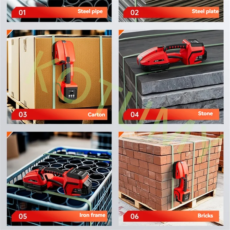 Neue tragbare elektrische Ballenpresse, elektrische Umreifungsmaschine für 10–12 mm PET/PP-Heißschmelzballenpresse mit tragbaren Verpackungswerkzeugen