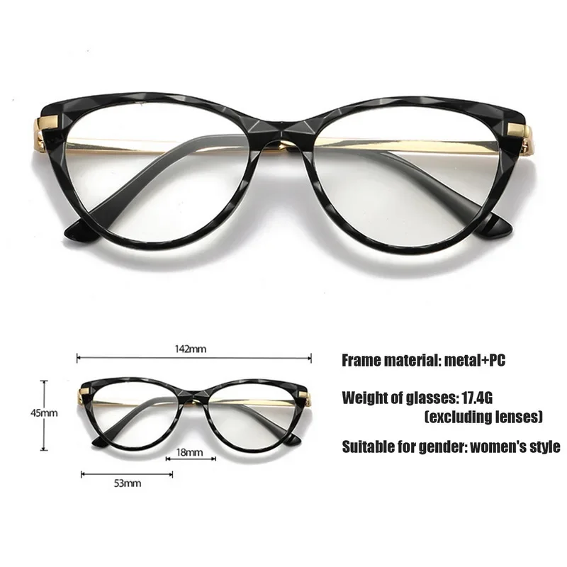 Fashion Retro Anti-Blue Light Photochromic Glasses Classic Cat Eye Triangle Eyeglasses Vintage Women Color Change Spectacles