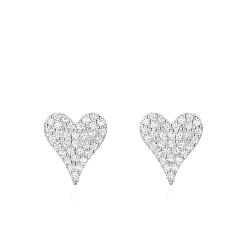 RYJ-pendientes sencillos de circonia cúbica en forma de corazón para mujer, joyería personalizada de Plata de Ley 925 romántica