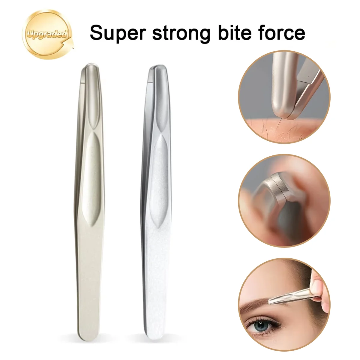 Premium Stainless Steel Round Head Tweezers for Eyebrow & Facial Hair Removal Seamless Clips Short Hair Precision Beard Clip
