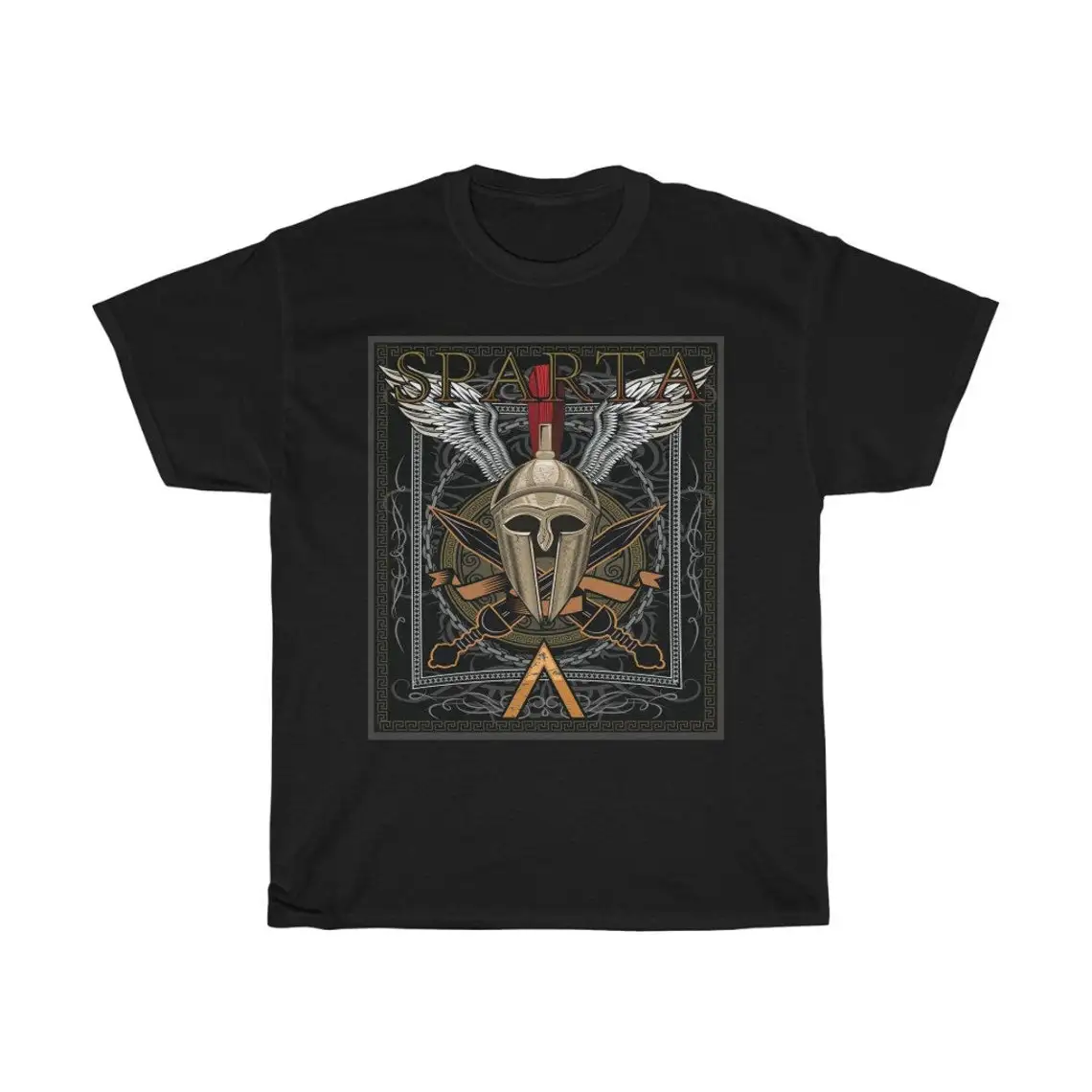 Sparta Crossed Sword Helmet Greek Warrior T Shirt. Short Sleeve 100% Cotton Casual T-shirts Loose Top Size S-3XL