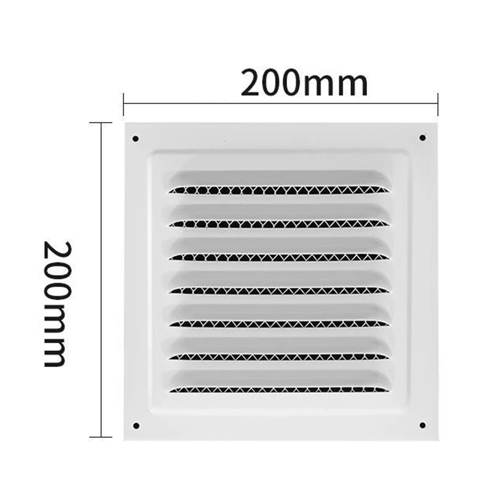 Cobertura de ventilação de ar de aço inoxidável, grelha, cobertura do teto com tela do inseto, 200x200mm, 1 pc, 2pcs