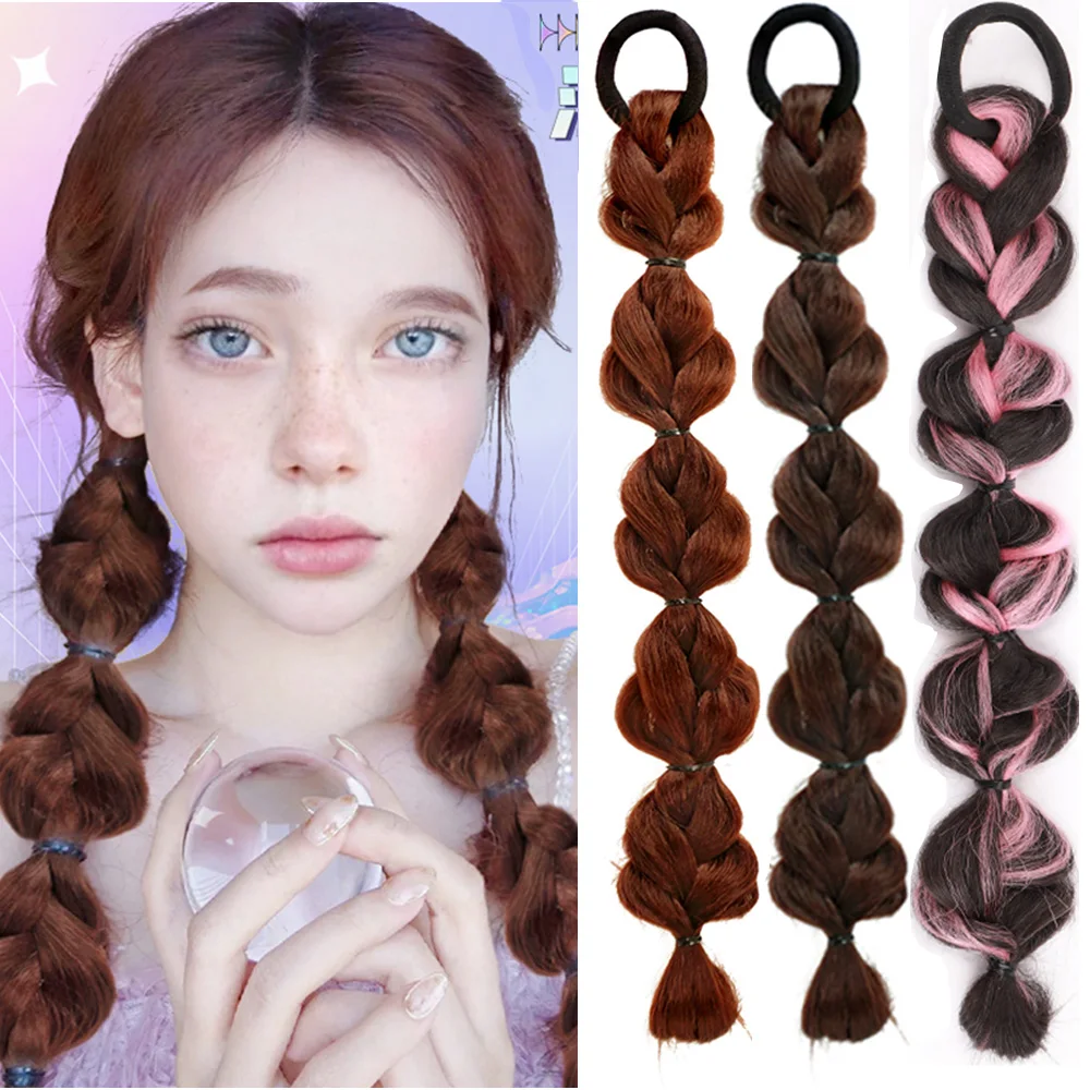 Synthetic Bubble Twist Ponytail High  Elastic Band Hair Extension Wig For Women False Fake Hair Pony Tail Hairpieces