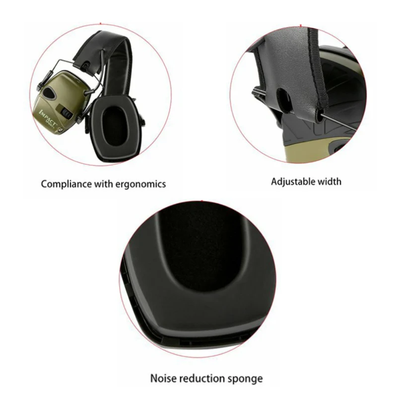 Auriculares tácticos para deportes al aire libre, orejera electrónica de impacto superior, antiruido, con protección de sonido de impacto, Leight R-01526