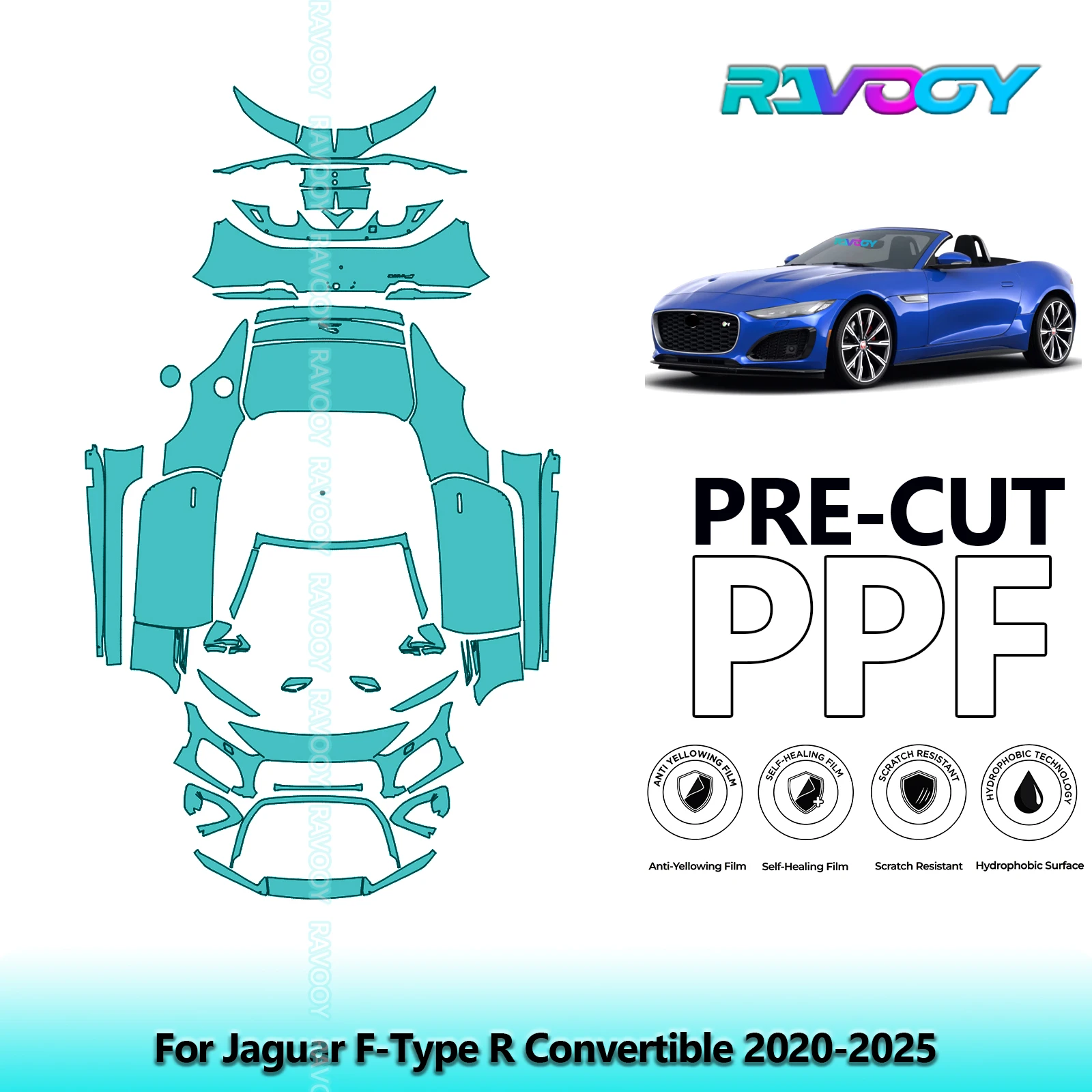 

8.5Mil Precut PPF Paint Protection Film Full Vehicle For Jaguar F-Type R Convertible 2020-2025