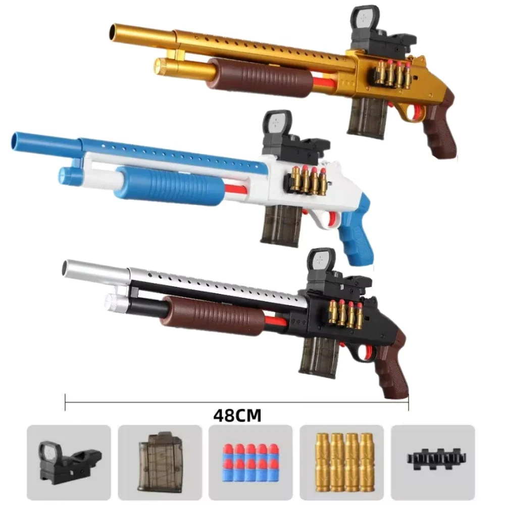 Shell Ejeting Sliding Loading Toy Guns, bala macia, brinquedo de espingarda para adultos e crianças, presente de jogo de papéis