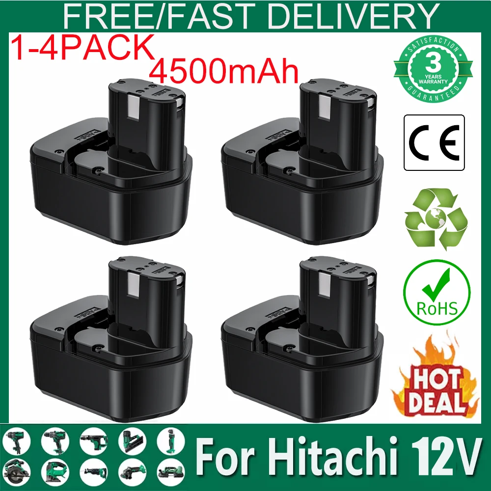 

For Hitachi 12V Battery EB1214S Replacement Battery 4500mAh Ni-MH Battery Compatible EB1212S EB1214L EB1220HL Screwdriver Tool