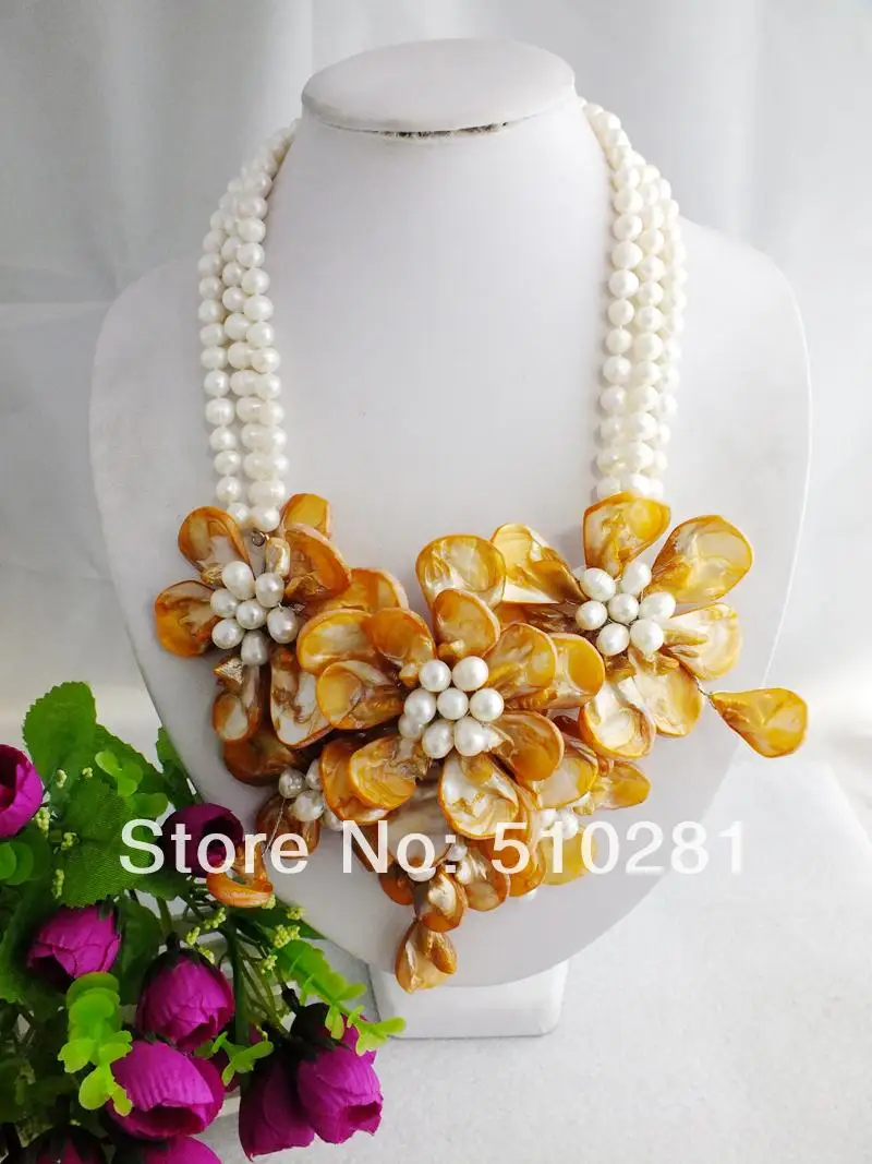 Elegant shell Beads Handmade Flower Jewelry Necklace For Wedding Party 20