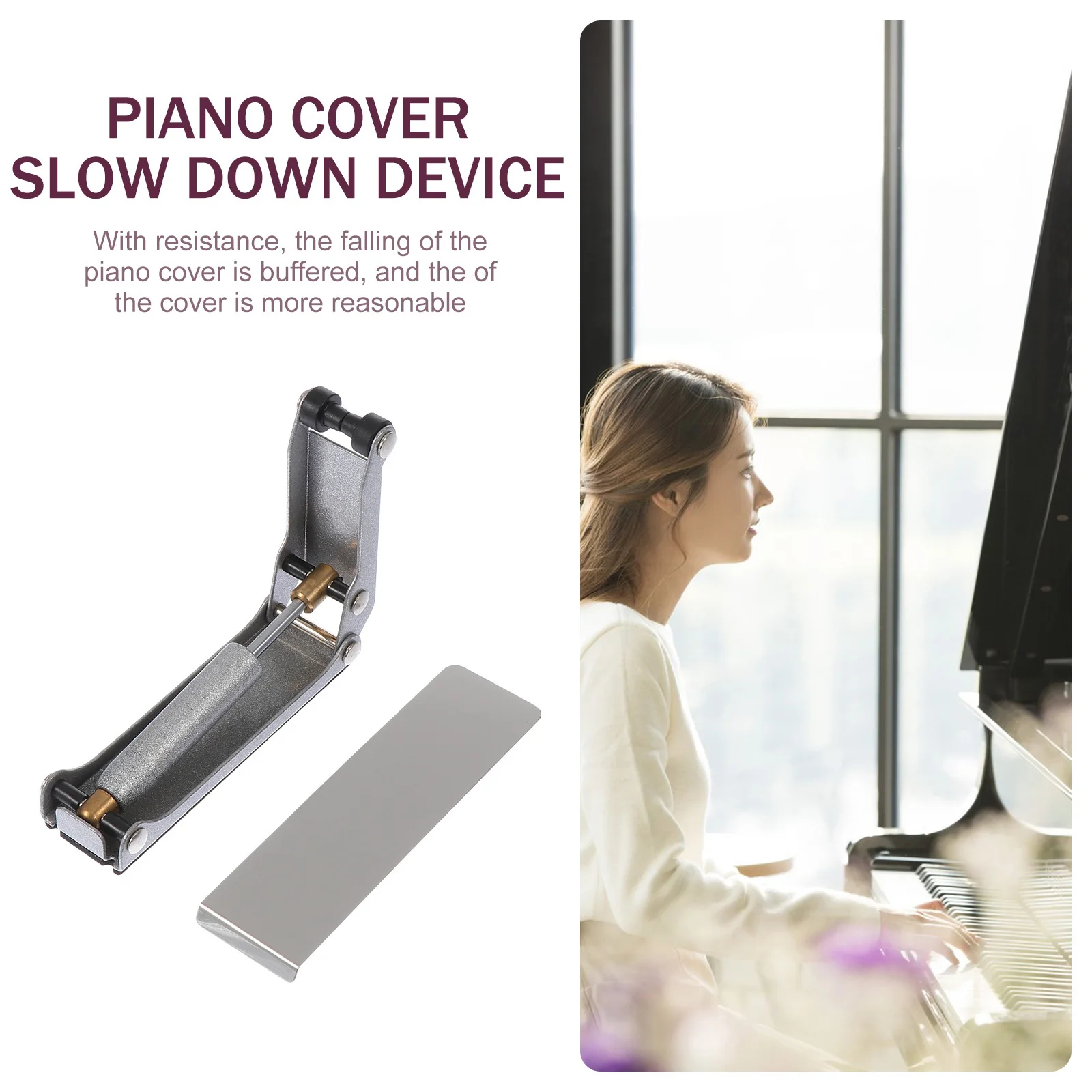 

1Pcs Piano Slow Closing Fall Device Metal Cover Cushion Buffer Anti-Pressure Hand Protection for Musicians Piano Lovers