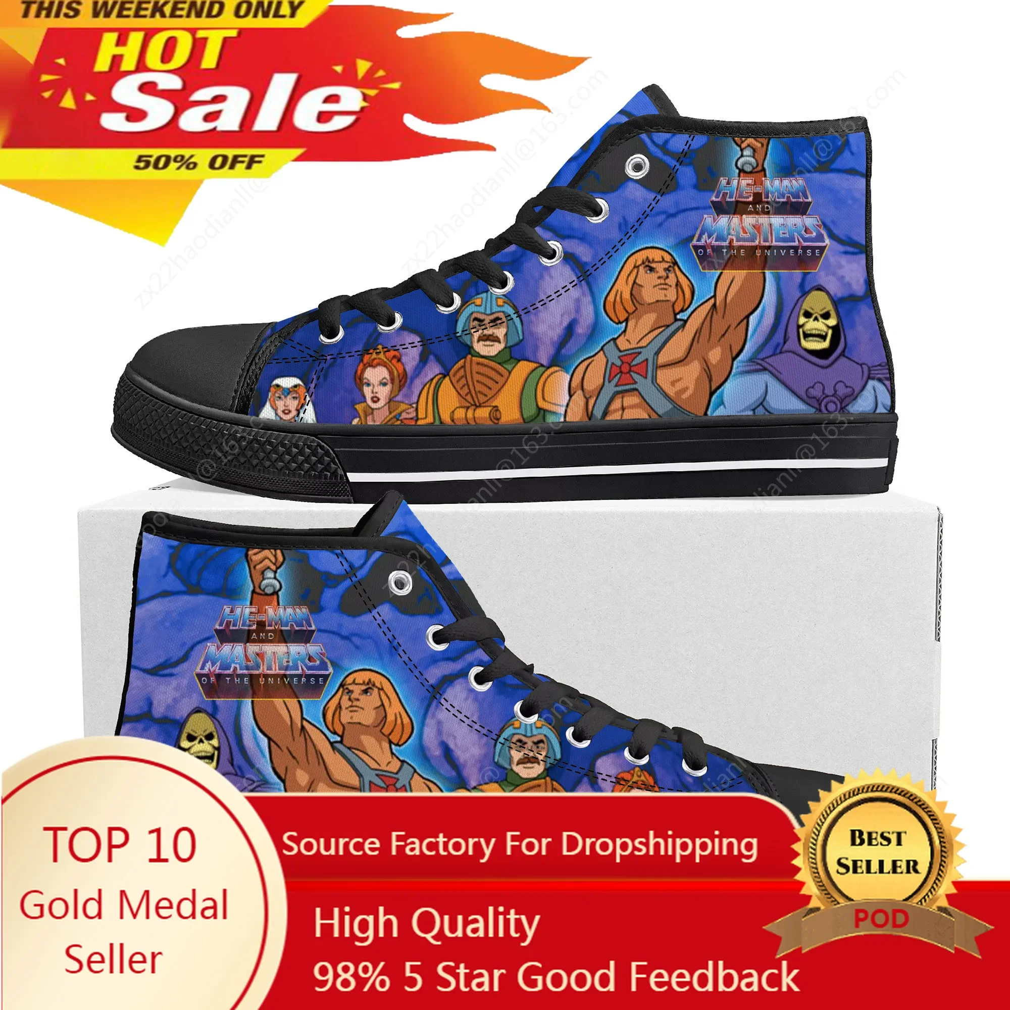 

Hot Cartoon He-Man Masters Of The Universe High Top Sneakers Mens Womens Teenager Canvas Sneaker Casual Couple Shoes Custom Shoe