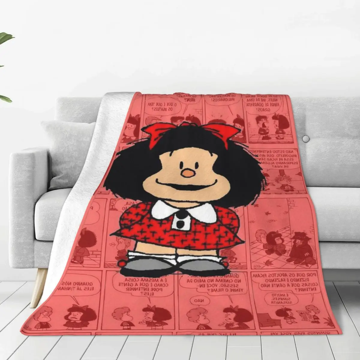 

Mafalda Cartoon Fleece Throw Blanket Anime Blanket for Bed Travel Super Soft Bedding Throws