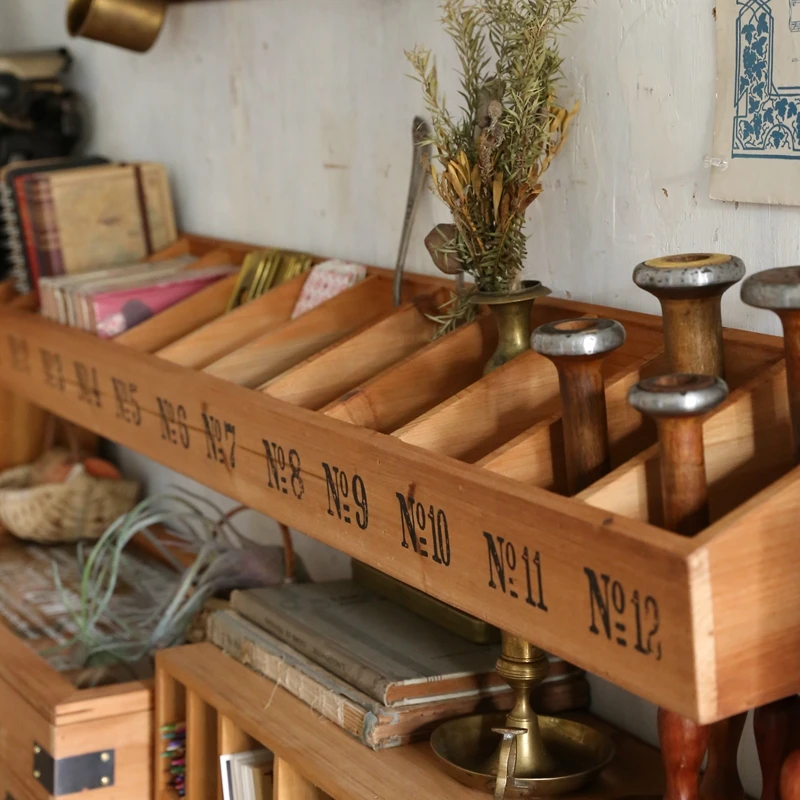 Furniture for small-sized apartments Storage Japanese Separation Grid Rack Wooden Retro Shelf