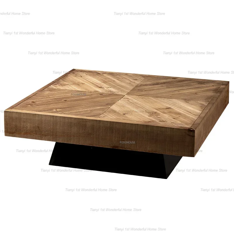 Nordic Solid Wood Coffee Table For Living Room Furniture Home Retro Design Creative Square Tea Table American Sofa Side Table