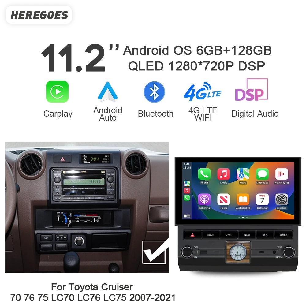 

Carplay Auto Android 10 Car DVD Player 8+256G Bluetooth GPS Radio Wifi For Toyota Land Cruiser 70 76 75 LC70 LC75 LC76 2007-2021