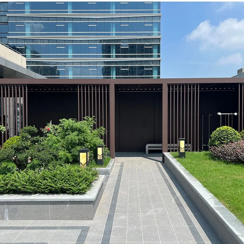 Beautiful IM18 Pergola Model Outdoor Motorized Pavilion Homes Prefab with Sliding Motorized Blinds