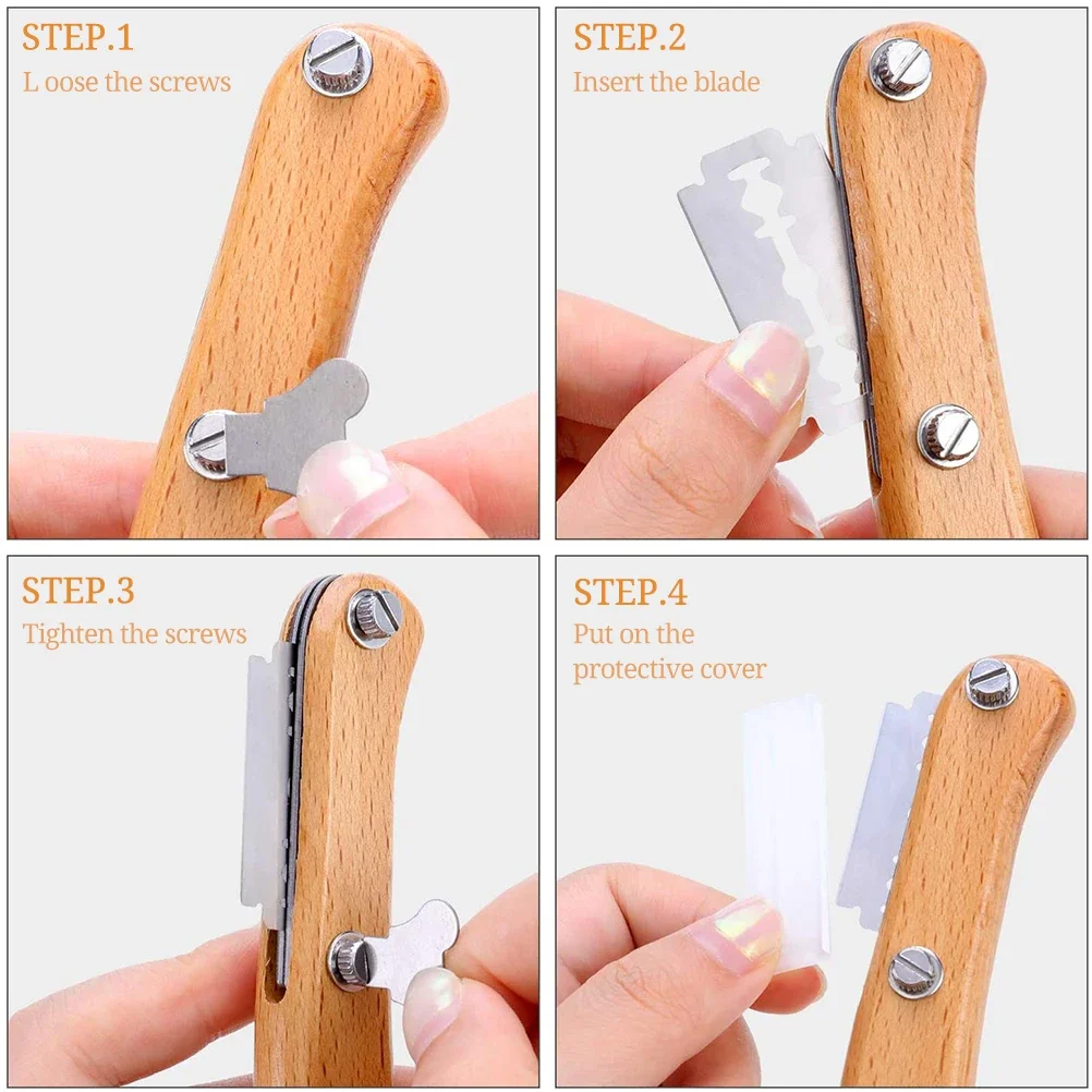 Wooden handle bread knife cutting knife shaping knife bread cutting knife with 5 blades European bread cutting