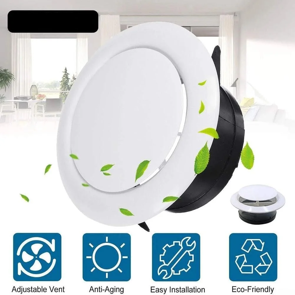 ABS Adjustable Air Vent White Round Soffit Exhaust Vent for Inline Duct Fan Outlet Vent 7.5-20cm