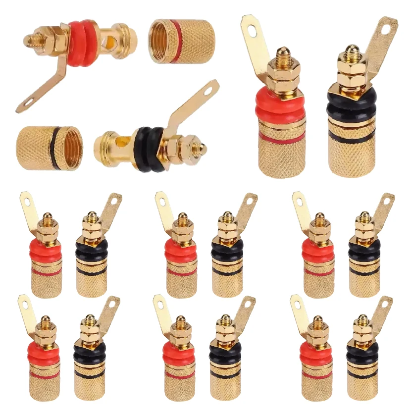 Audio Rack Speaker Terminal Posts Connector 4mm Gold Plated Banana Plug Socket