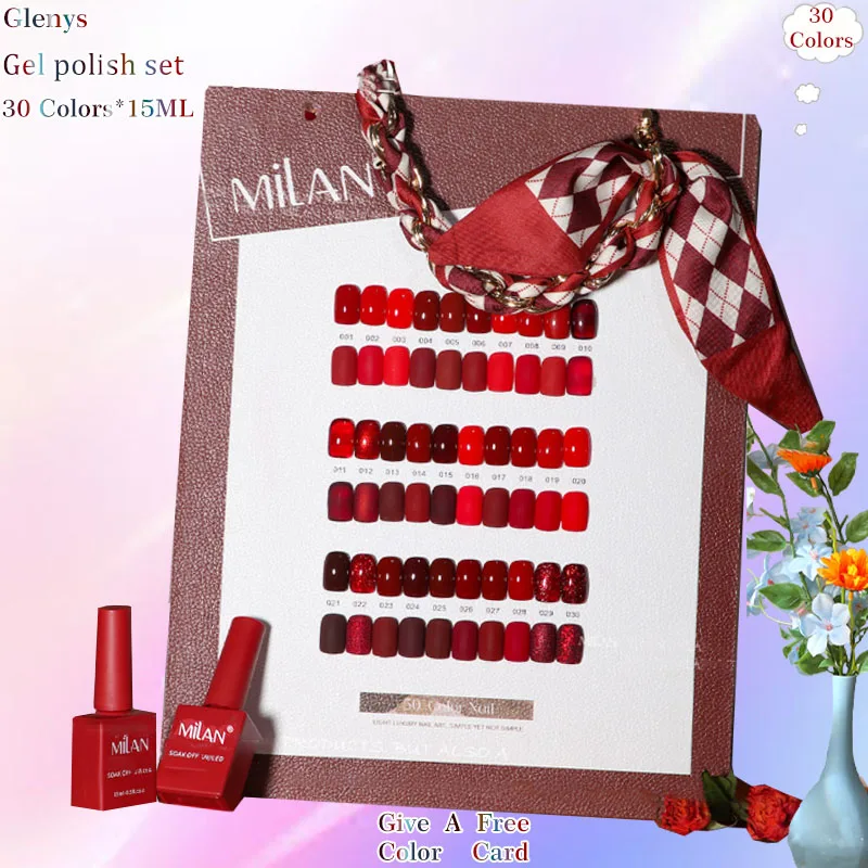 Glenys 30 color nail polish gel net red popular feeling mellow and versatile white soak gel nail shop special varnish set