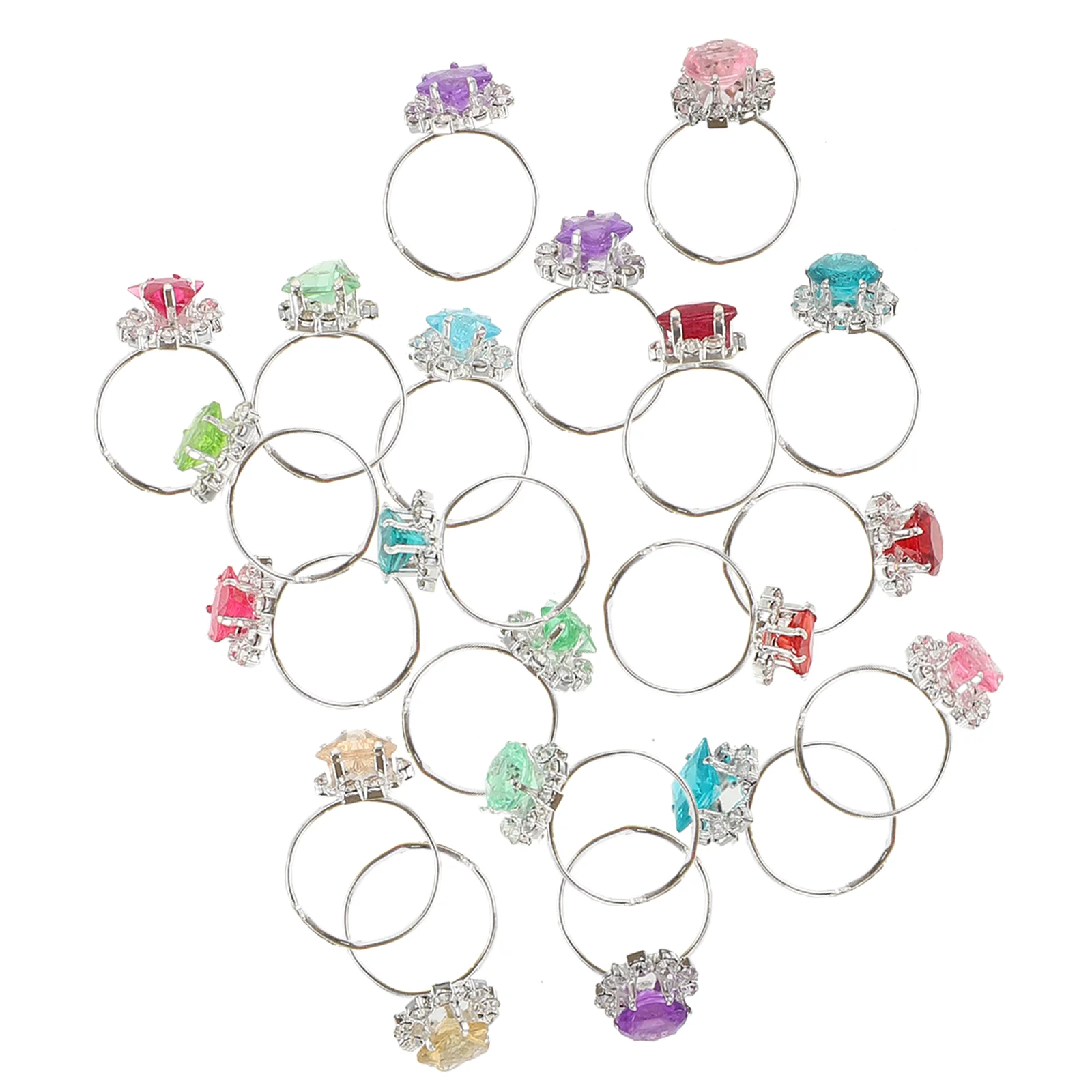 20 Pcs Christmas Children Imitation Diamond Ring The Girls Toy Rings Alloy Decorative