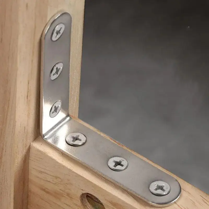 2/4/8sets Metal L-Shape Brackets, 90 DegreeBracket,Stainless Steel Right Angle Mounts with Screws for Wood Shelves Furniture