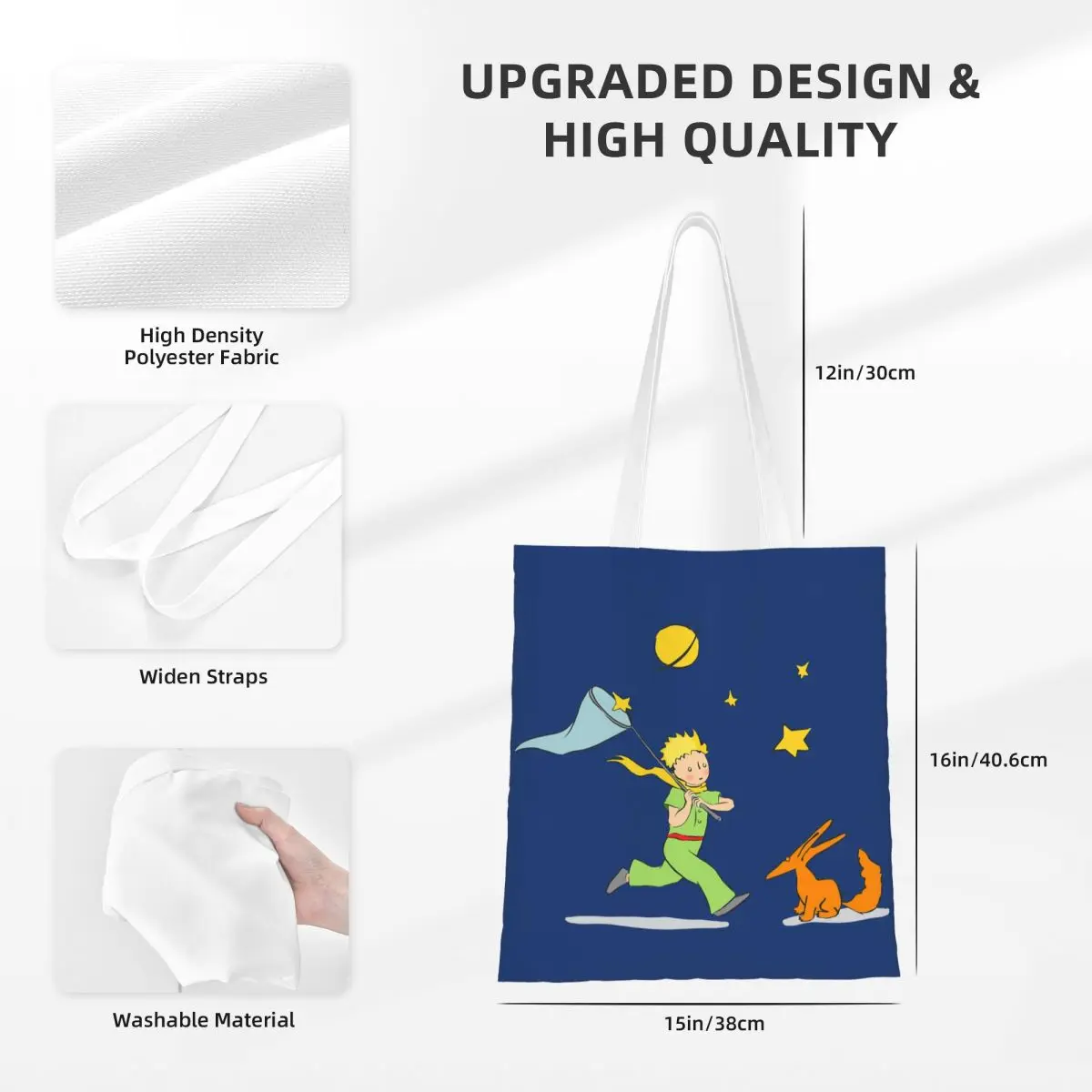 The Little Prince Merch Canvas Tote Bag for Women Casual Le Petit Prince Grocery Bags Handbang