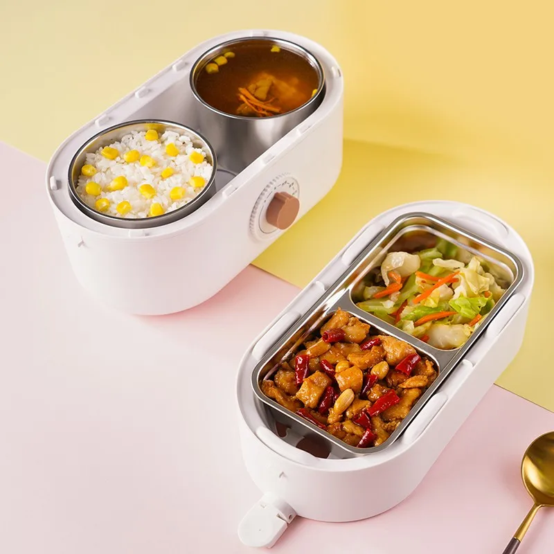 Heating Lunch Box Electric Lunch Box Portable Cooking and Insulation Lunch Box Double-layer Stainless Steel Liner Lunch Box 1.2L