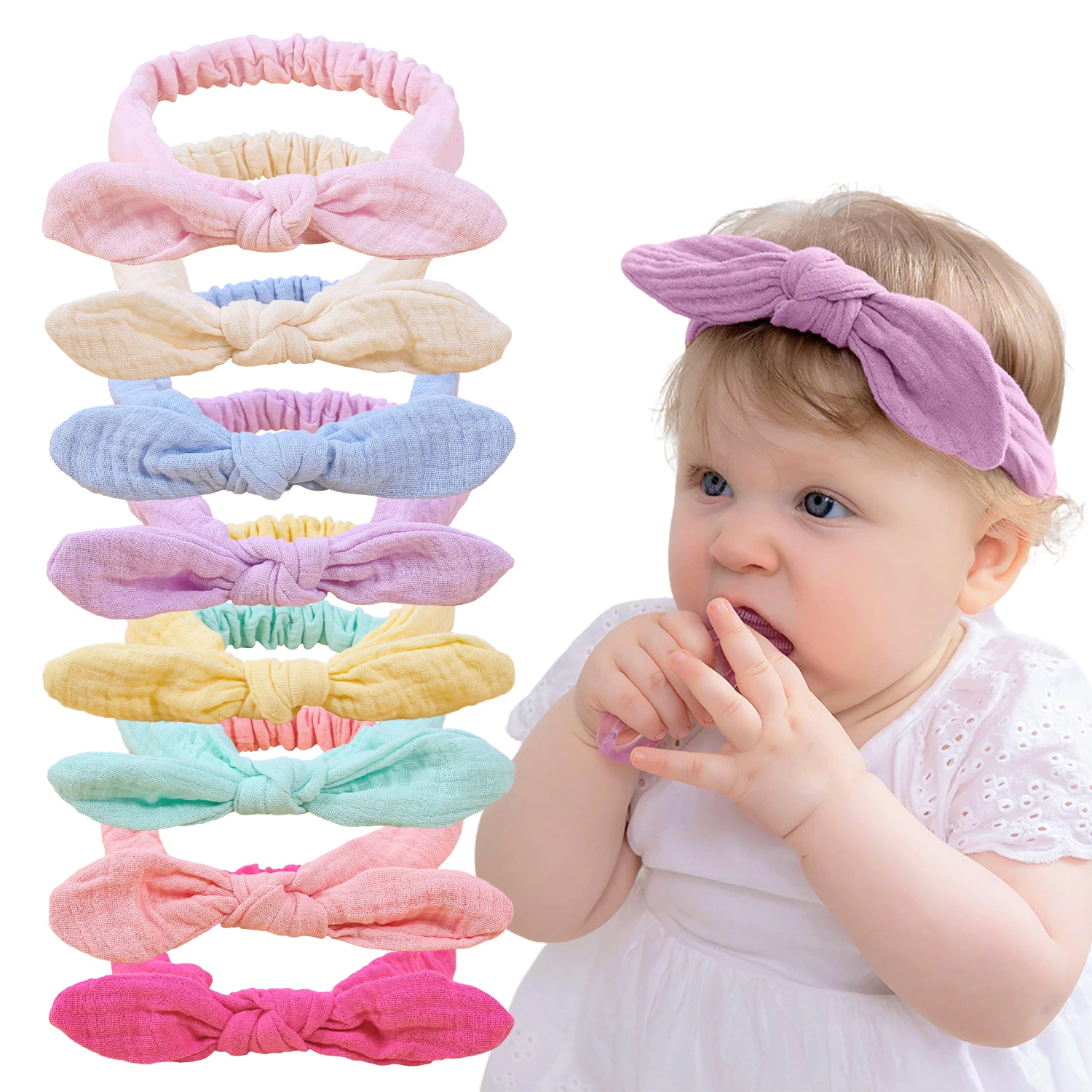 4pcs Baby Headbands Elastic Soft Newborn Hair Bows Headbands for Baby Girl Children Turban Infant Headband Hair Accessories