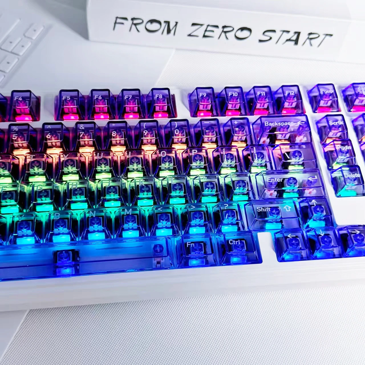 132 Key Purple RGB Backlit Clear Transparent PC Keycaps UV Printing Crystal Keycap Cherry Profile for MX Switches Gamer Keyboard